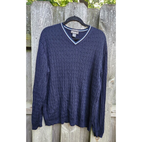 Lands End Sweater Mens XL Preppy Tennis Pima Cotton - Picture 1 of 8